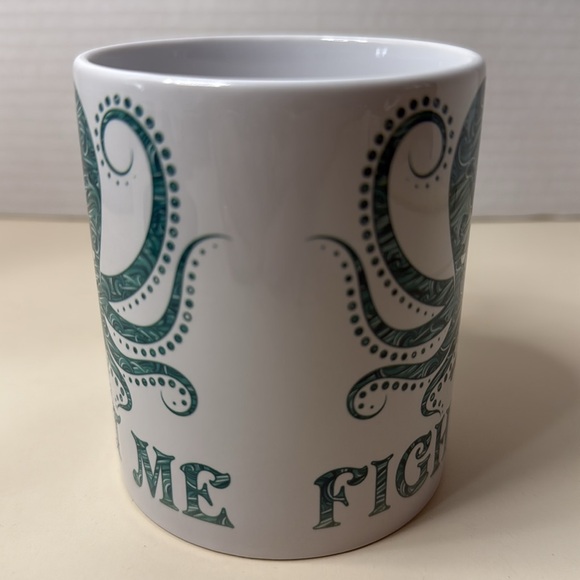 Twisted Envy Octopus Design White & Green Coffee Mug Cup “Fight Me” - Picture 3 of 8
